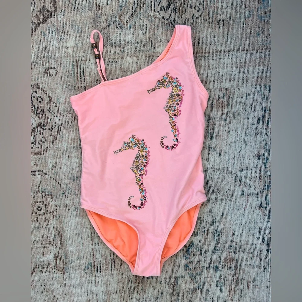 Old Navy Pink One-Shoulder Kids Swim One Piece